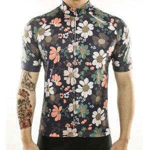 Men's Floral Cycling Jersey – Short Sleeve –XL Breathable Mesh, Silicone Hem NWT